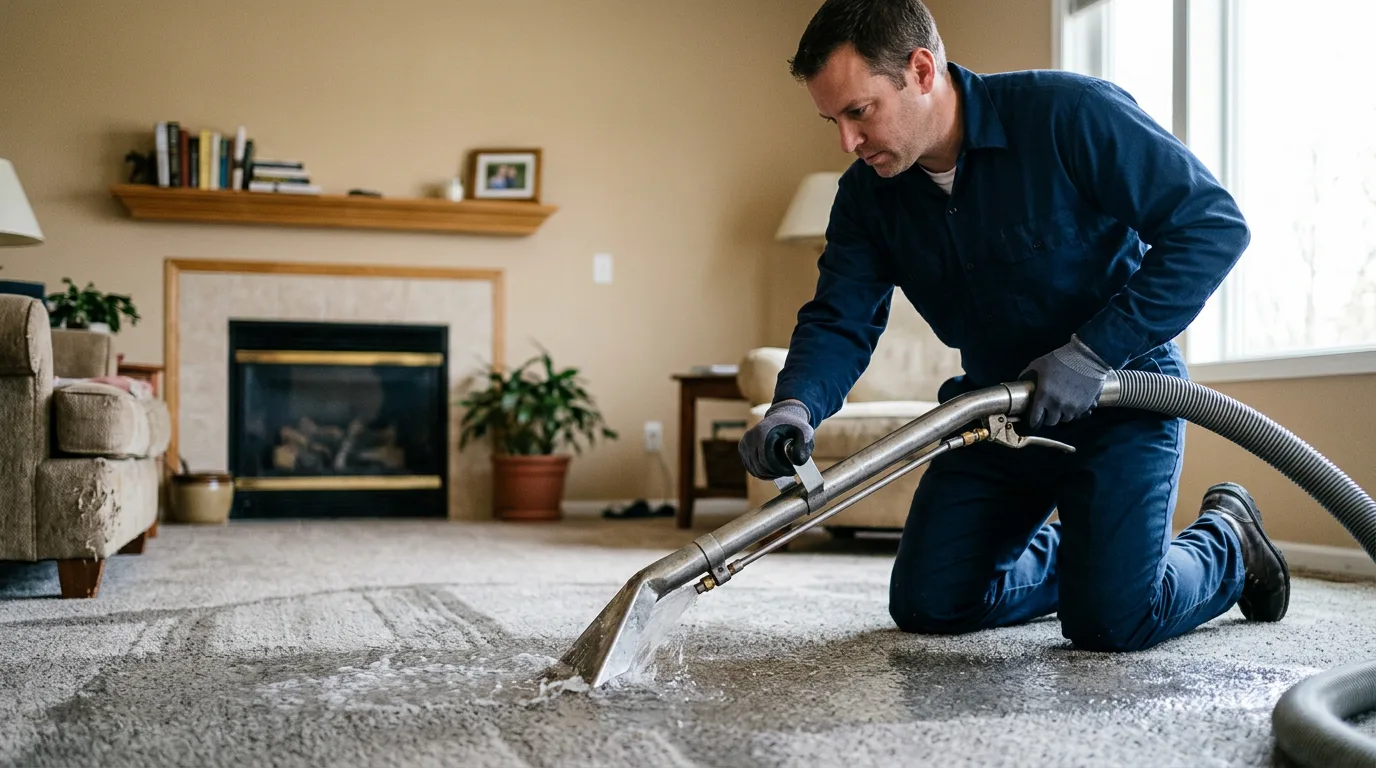 Water damage restoration technician working near Piedmont, KS
